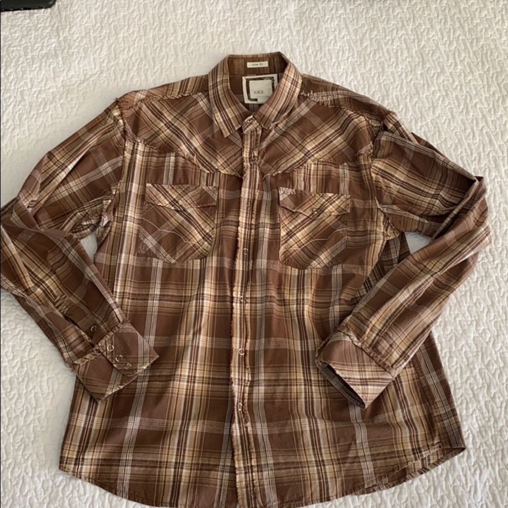 Brown BKE plaid shirt slim fit